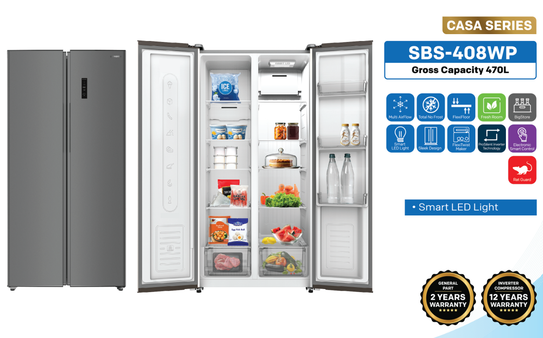 SKYWORTH SIDE BY SIDE 470L SBS-408WP