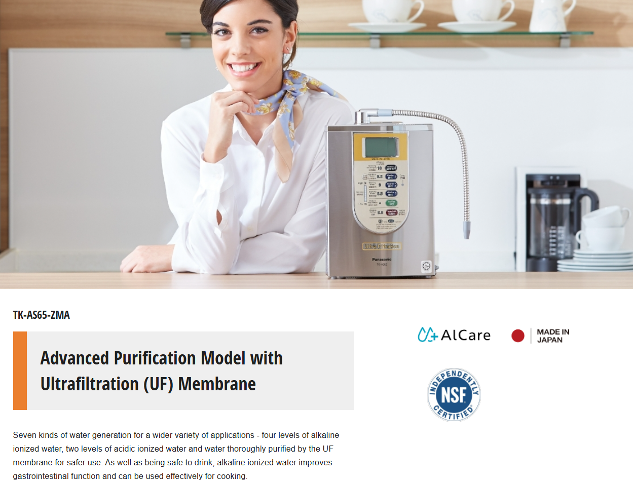 PANASONIC ULTRA FILTRATION WATER ALKALINE IONIZER TK-AS65-ZMA