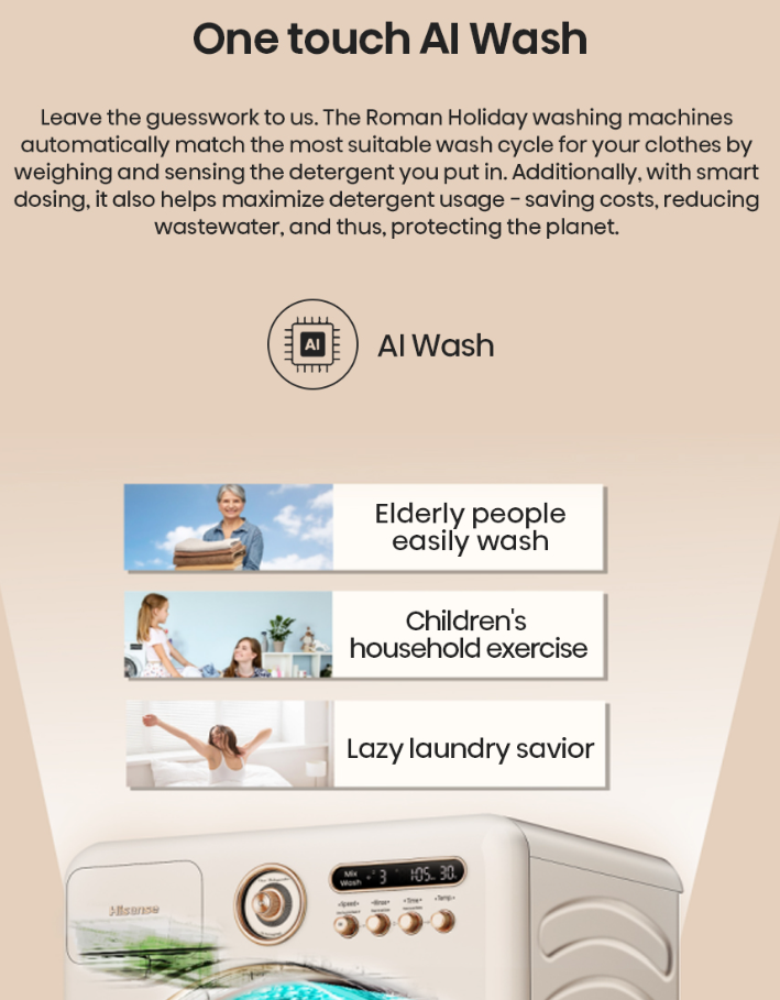HISENSE  FRONT LOAD WASHER & DRYER 10.5KG / 7KG WD105R5