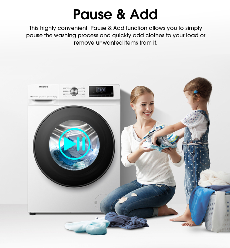 HISENSE FRONT LOAD WASHER AND DRYER 8.5KG WD3Q8543BW