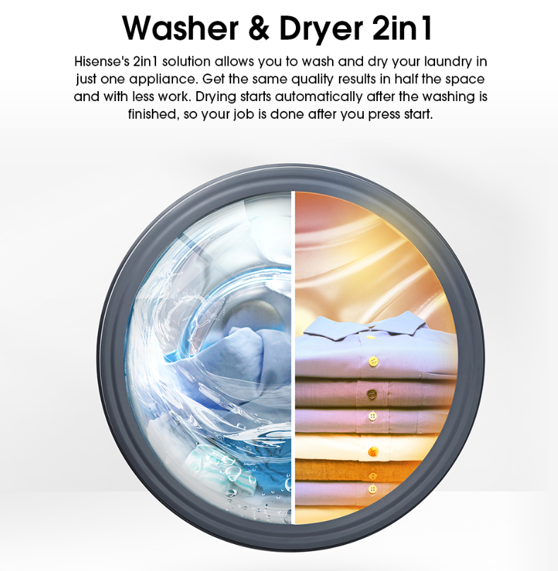 HISENSE FRONT LOAD WASHER AND DRYER 8.5KG WD3Q8543BW
