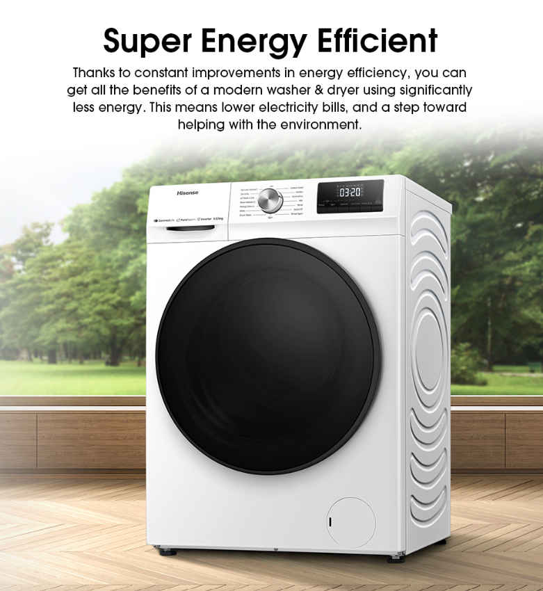 HISENSE FRONT LOAD WASHER AND DRYER 8.5KG WD3Q8543BW