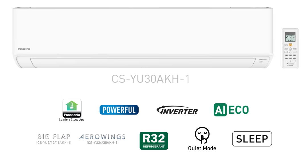 PANASONIC YU30AKH 3.0HP ECO INVERTER AIR COND (Without installation)